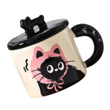 Portable 370ML Ceramic Cats Mug Personality Office Coffee-Pink