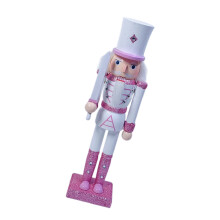 Elegant Pink Nutcrackers Soldier Statue Handmade-white sword