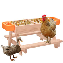 Chicken coop feeder feeding drinking set for chickens waste drink holder with wooden frame feeding accessories for quail chicken coop Ref: 9157