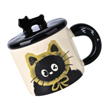Unique Heat Resistant Cats Mug 370ML Ceramic-Yellow and green