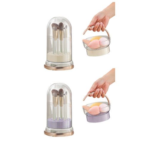 Support de porte-brosse de maquillage pour le séchage et-Violet 1