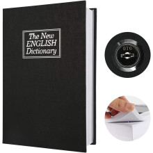 Fashionable Book Safe, Secret Hidden Compartment, English Dictionary Cover Metal Box with Easy Lock and Open Key Lock, for Indoor and Outdoor Use (Bla