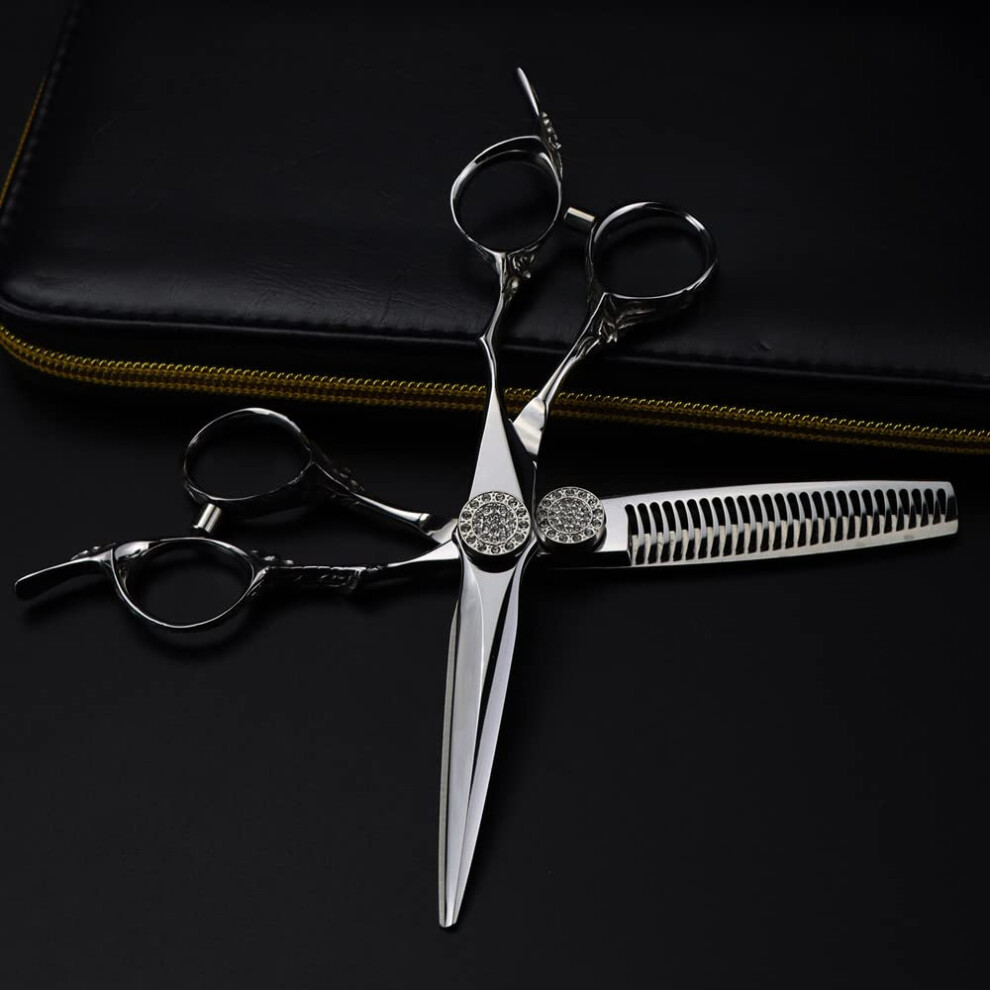 6Inch Professional Hair Cutting Scissors â JP 440C Steel, Upscale Gemstone Hairdressing Scissors, Haircut  Thinning Scissors Set for Stylists