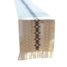 Nappe moderne en coton et lin Ă pompons, couverture de-Blanc 3