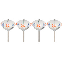 Leaf & Flower Pattern Ceramic Drawer Pulls, Retro Design Bronze Base Cabinet Knobs with Artistic & Practical Functionality, Sturdy Base Smooth Surface