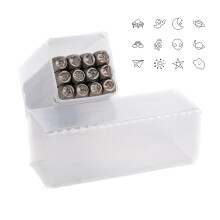 12part multishaped, stable steel stamp set, accessories for jewelry making and crafting, with 3 mm steel punches Ref: 7533