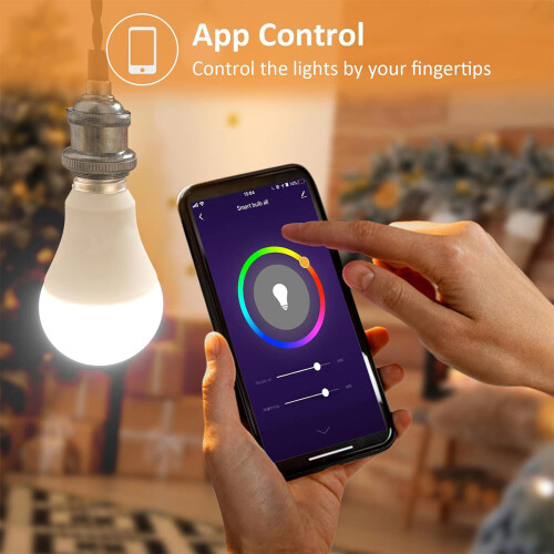 Smart Light Bulb with WiFi Led Lamp Functionality, Smart APP Control Anytime Anywhere and Customizable Timer Function, RGB Color Changing LED Lights w 2