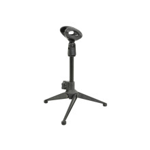 Mini Foldable Tripod Microphone Stand, Adjustable Height, Aluminum, 1/4 Inch Mount, Universal Compatibility, Black
