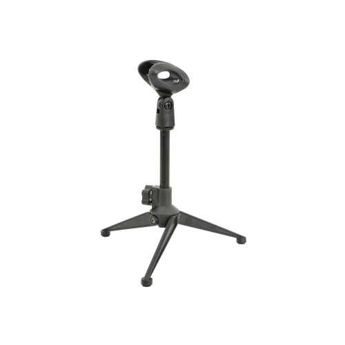 Mini Foldable Tripod Microphone Stand, Adjustable Height, Aluminum, 1/4 Inch Mount, Universal Compatibility, Black