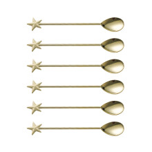 6Pcs Teas Coffee Stirring Spoons Star Shape Teaspoon for-gold