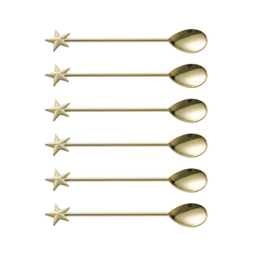 6Pcs Teas Coffee Stirring Spoons Star Shape Teaspoon for-gold