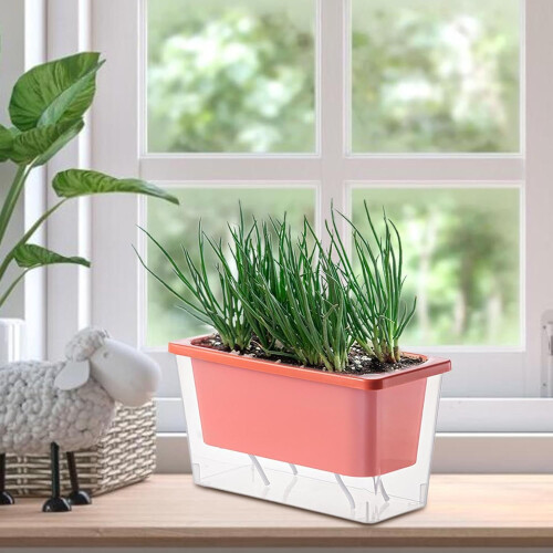 Selfwatering pots for outdoor plants  Avoid overwatering rectangular nursery box Pink 1