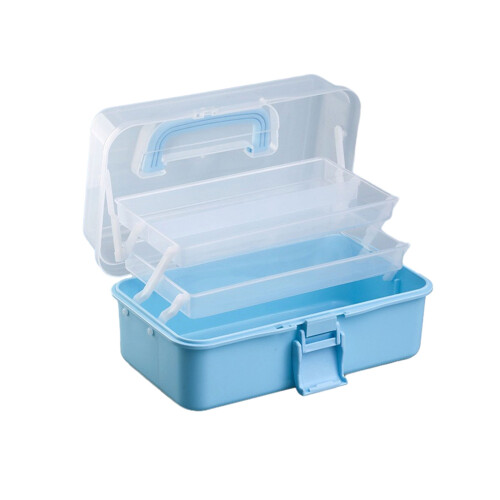 Large Capacity Storage Box Three-Layer Storage-   blue trumpet