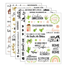 TuseRxln Wrijfstickers, 5 stuks Tekstdecoratie, Tekststickers voor Meubels, Wrijfstickers met Folie Transfer, voor Meubels, Glas, Hout