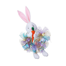 Festive Easter Rabbit Flower Hoop Wreath Suitable-blue rabbit