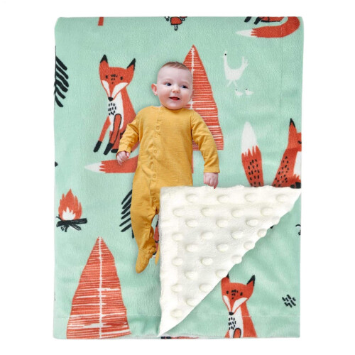 's Room Duvets with Polka Dot Back, Plush Blanket for Cot Pram