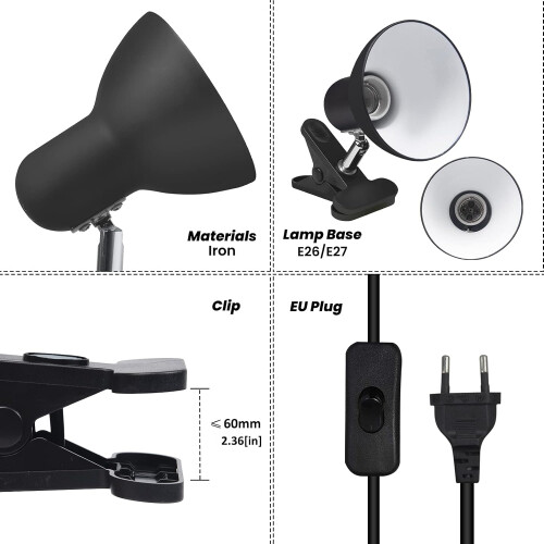 Space-Saving: Compact Black Desk Lamp With 270 Degrees Rotation And Energy-efficient Design 2