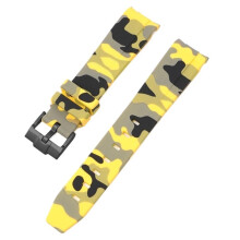 Omega Swatch MoonSwatch Strap Curved End Silicone Rubber Strap Men Women Sport Watch Band Accessories 20mm Camouflage Yellow 02 20 mm