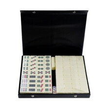 Chinese Mahjong Tiles Chinese Mahjong Set, 144 Tiles, 30 mm, Melamine, Beige, Portable, with Storage Case (Beige)