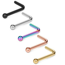 (multicolor) Body piercing L-shaped nose stud nose ring stainless steel earrings