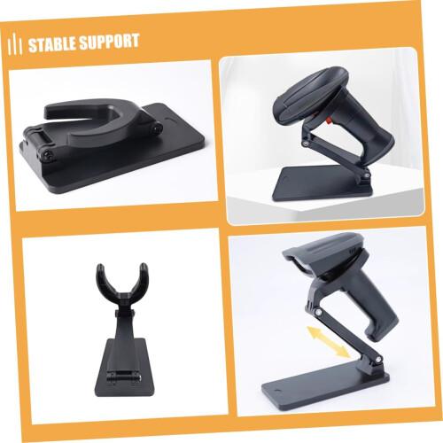 Foldable barcode scanner Adjustable holder for desktop Compact base for various scanners Sturdy and durable construction for retail 1
