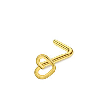 (J) Small snake nose ring, stainless steel heart-shaped nose nail, human puncture
