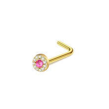 (G) Small snake nose ring, stainless steel heart-shaped nose nail, human puncture