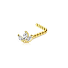 (C) Small snake nose ring, stainless steel heart-shaped nose nail, human puncture