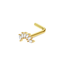 (F) Small snake nose ring, stainless steel heart-shaped nose nail, human puncture