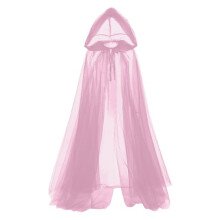 Sheer Hooded Cloak Long Wedding Shawl Breathable-Pink 150cm