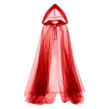 Breathable Hooded Cloak Long Capes Ponchos Shawl Wrap-Red 150cm
