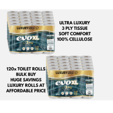 120x Toilet Tissue Paper Rolls Luxury 3 Ply Soft Quilted Unscented Bulk Buy