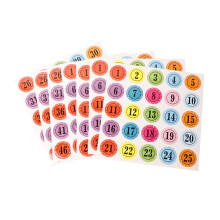 Adventskalender Aufkleber Zahlen,8Blatt - 1-50Zahlen Nummern Aufkleber Sticker Klebezahlen,Zahlenaufkleber rund,Aufkleber Adventskalender Zahlen, Ad