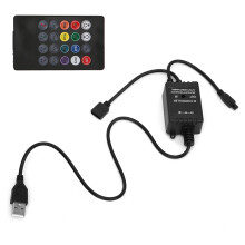 RGB LED-lichtstrips controller met 20 toetsen en muzieksynchronisatie afstandsbediening voor 5V LED-verlichting, IR-afstandsbediening met