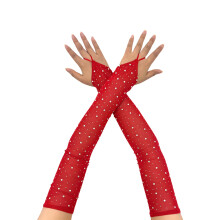 Strassdecors Lange pure handschoenen Ademend polyester-Rood