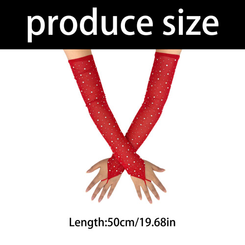 Strassdecors Lange pure handschoenen Ademend polyester-Rood 2