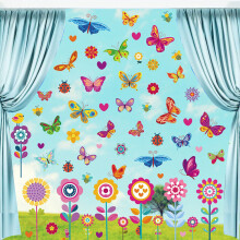 Pegatinas de flores de colores para ventanas, pegatinas de primavera para niños, pegatinas autoadhesivas de flores brillantes, decoraciones