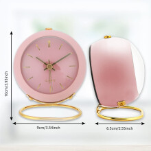 Vintage Analog Alarm Clock, Battery Operated, Silent Non-Ticking Movement Ensures Peaceful Sleep, Gold Alarm Clock with Night Light Function for