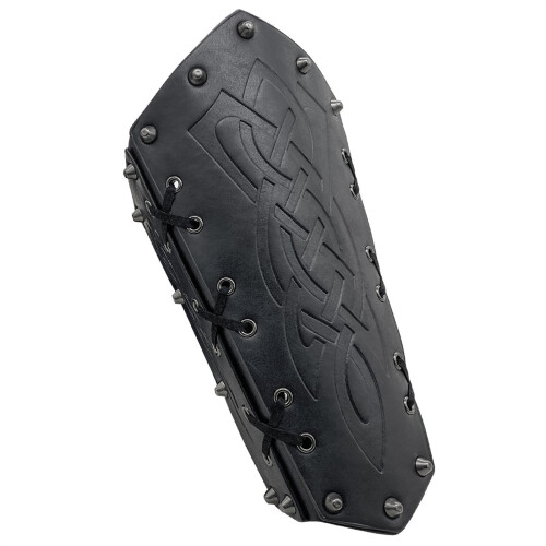 Black PU Leather Arm Guards with Embossed Cuffs Versatile Use-B