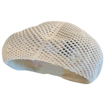 Women's Beige Knitted Beret Soft Mesh Texture Unisex-Beige