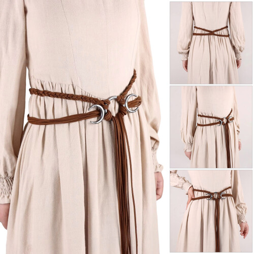 Adjustable Braided Rope Belt With Moon Symbol-Moonshaped brown 2