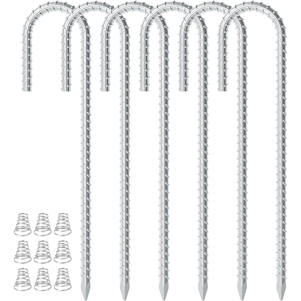 Heavy-Duty Rebar Stakes, Galvanized Steel J-Hook Ground Anchors For Hard Clay Or Rocky Soil, Stable And Secure Fixtures For Outdoor Projects, Includin 9198585106956