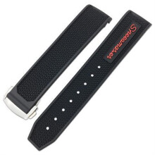 Rubber Watch Strap for Omega Speedmaster 20mm 22mm Stainless Steel Folding Buckle Schwarz 20 mm