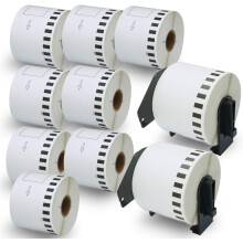 Efficient Continuous Labels for Brother QL Printers, Ensuring Quality Assurance and Fade & Smear Resistance, 10 Rolls