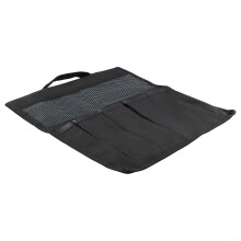 Garden bag for tools with comfortable seating and efficient storage solutions (black)