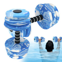 Exercise weights, barbell set pool equipment for adults, floating waterproof foam EVA fitness training blue