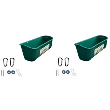 Green 2 Pack Duck Feeder Hanging Feeder Trough for Geese and Turkeys with Clips Ref: 9315