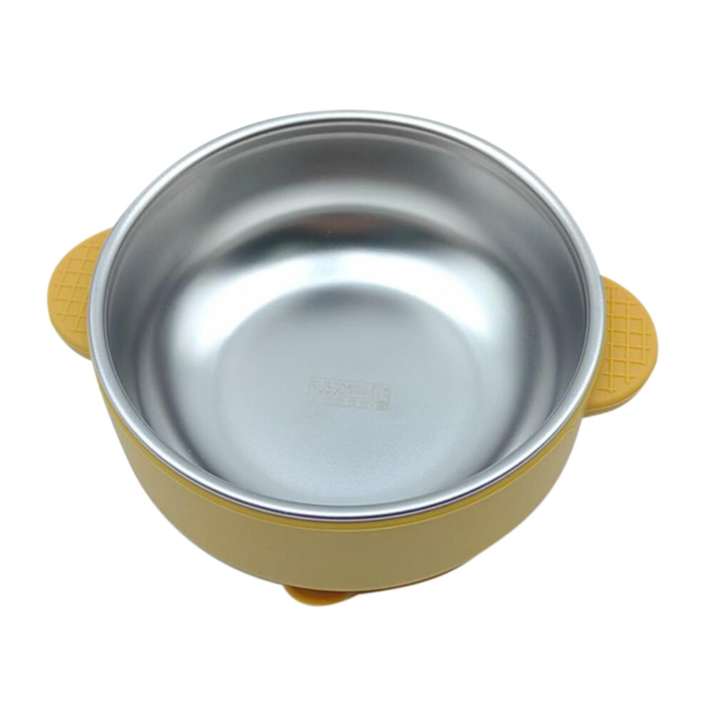 Baby Food Bowls, Unbreakable Stainless Steel Plate With Suction Base Yellow