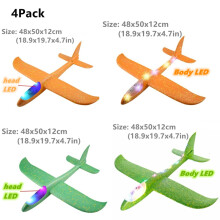 (4 Pack Set G) 4-pack 50 cm skumplansbyggsatser flygande glidflygplansleksak med LED-ljus handkastande flygplansset