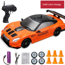 (Solid color-Orange) Radiostyrd bil 2.4G 15 km/h 1:24 Fyrhjuliga driftbilar med hög hastighet Gummi och drift Två typer a